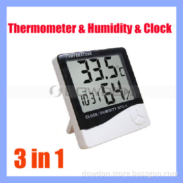 LCD Digital Thermo Thermometer Hygrometer Clock Temperature Humidity Meter